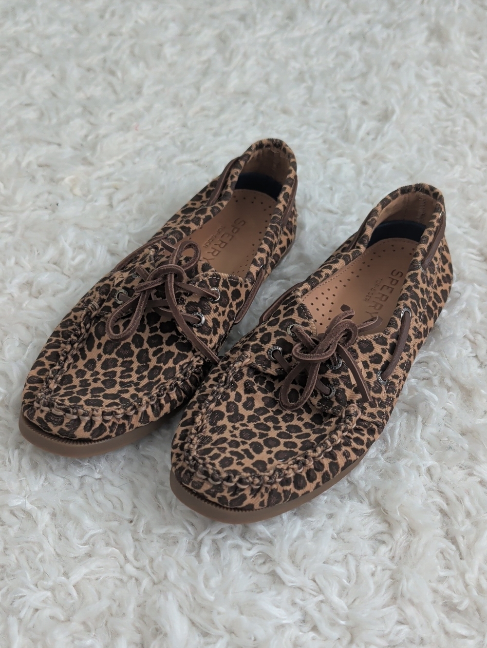 NWOT Sperry Women's Leopard Print Moccasin Boat Shoes - Brown/Black